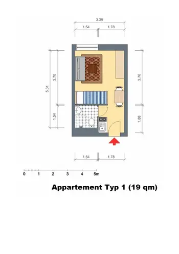 1 Zimmer Wohnung mit 19 m² in Münster – Bild 1