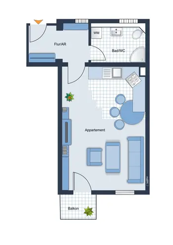 1 Zimmer Wohnung mit 37 m² in Chemnitz – Bild 2