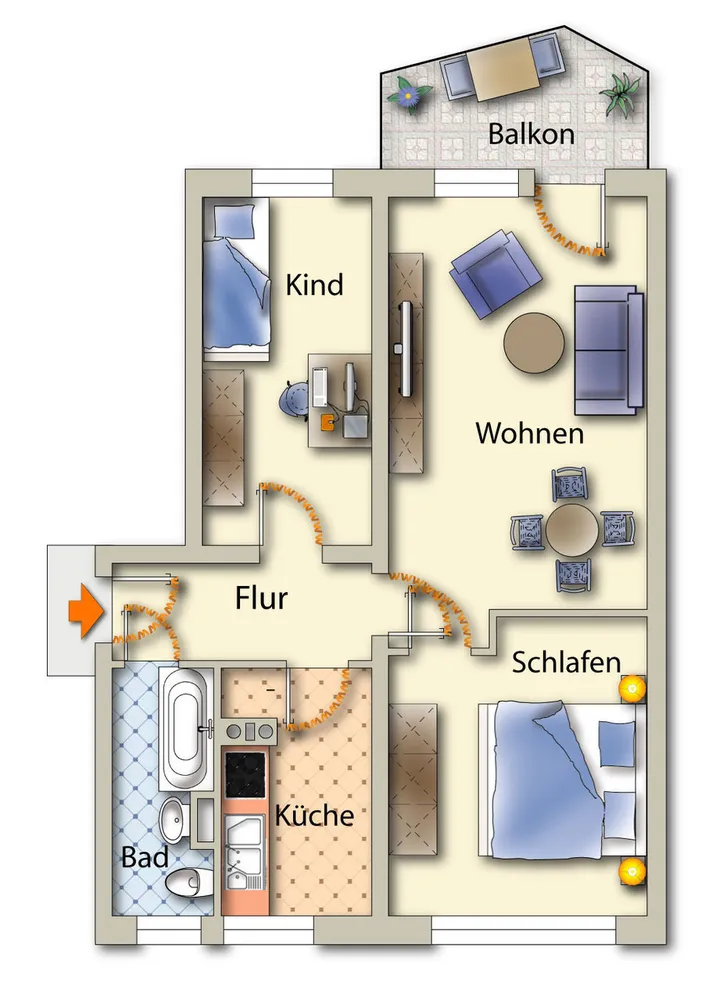 3 Zimmer Wohnung mit 59 m² in Freiberg – Bild 2