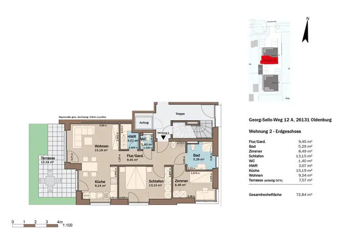 3 Zimmer Wohnung mit 73 m² in Oldenburg – Bild 2