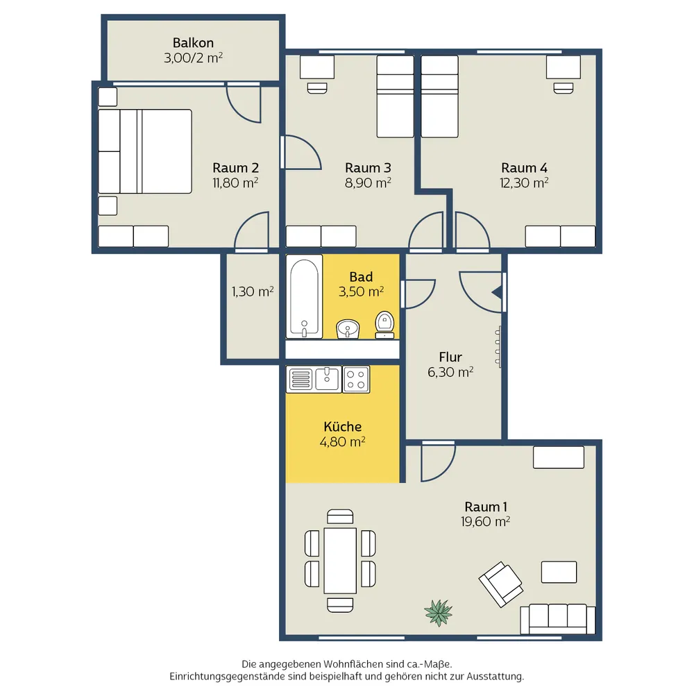 4 Zimmer Wohnung mit 71 m² in Leipzig – Bild 2