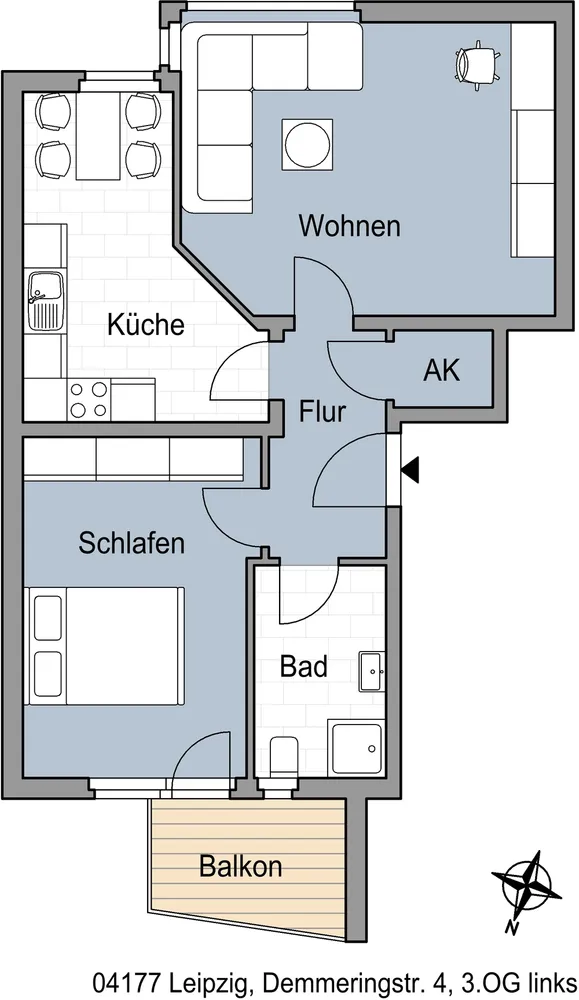 2 Zimmer Wohnung mit 59 m² in Leipzig – Bild 1