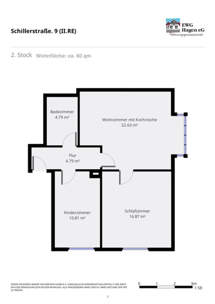 3 Zimmer Wohnung mit 67 m² in Hagen – Bild 1