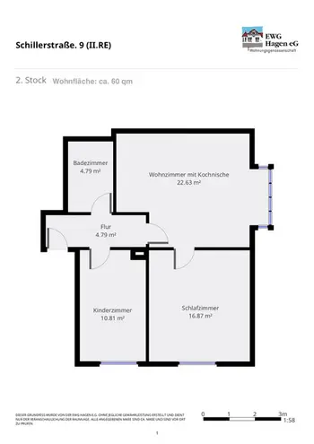 3 Zimmer Wohnung mit 67 m² in Hagen – Bild 1