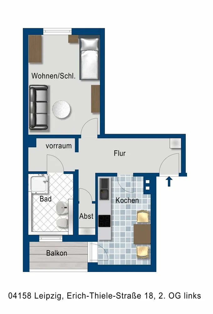 1 Zimmer Wohnung mit 43 m² in Leipzig – Bild 2