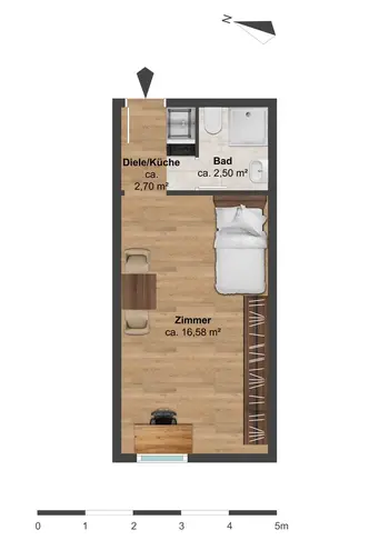 1 Zimmer Wohnung mit 22 m² in Saarbrücken – Bild 2