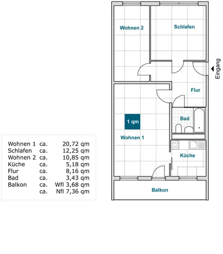 3 Zimmer Wohnung mit 64 m² in Dresden – Bild 2