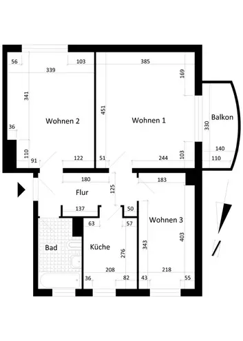 3 Zimmer Wohnung mit 59 m² in Magdeburg – Bild 2