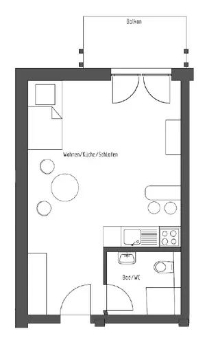 1 Zimmer Wohnung mit 32 m² in Dresden – Bild 2