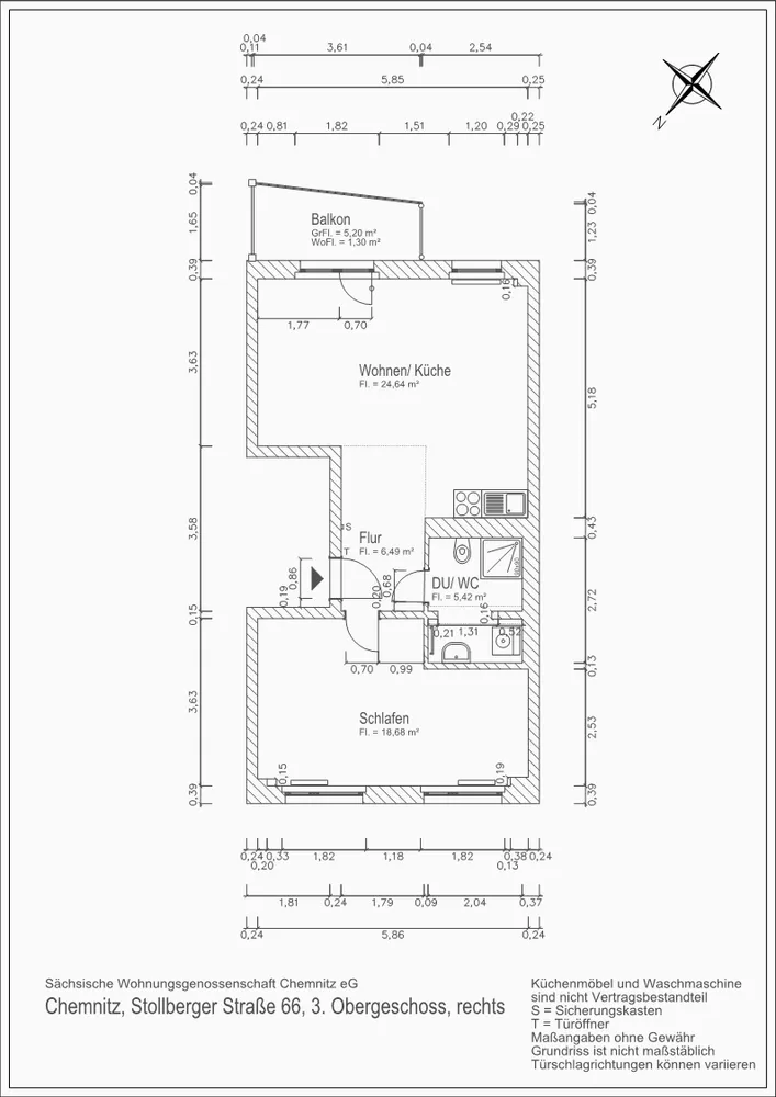 2 Zimmer Wohnung mit 57 m² in Chemnitz – Bild 2