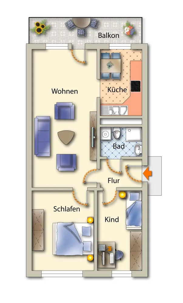 3 Zimmer Wohnung mit 70 m² in Freiberg – Bild 2