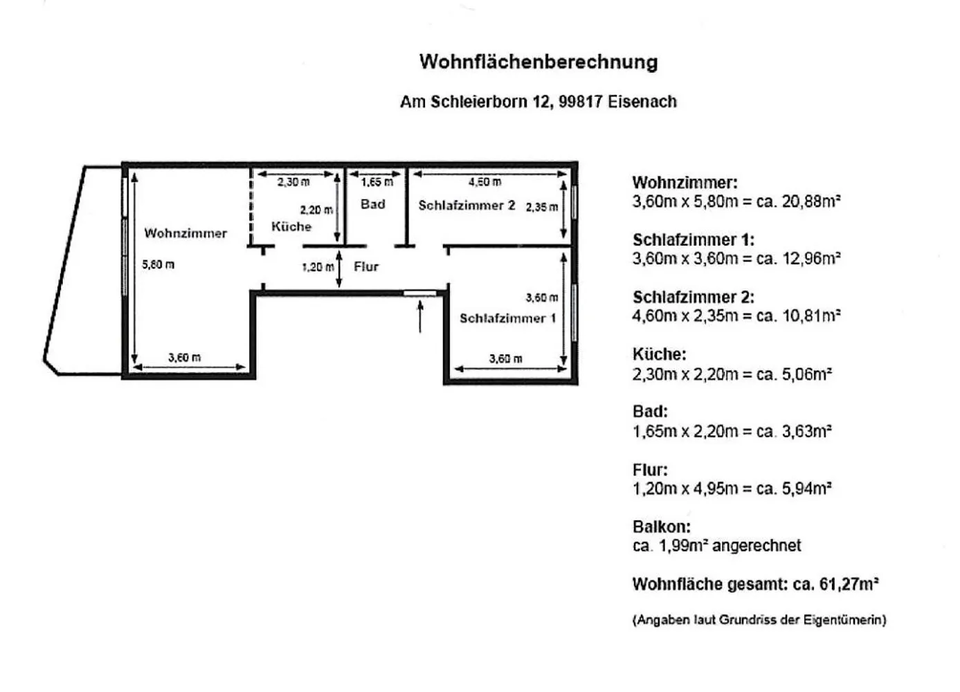 3 Zimmer Wohnung mit 61 m² in Eisenach – Bild 4