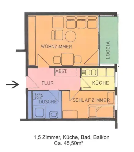2 Zimmer Wohnung mit 46 m² in Kassel – Bild 2