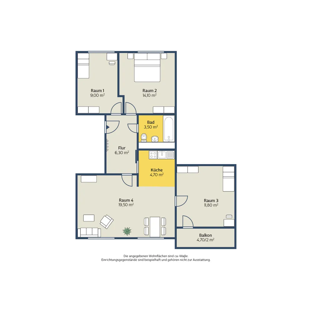 4 Zimmer Wohnung mit 70 m² in Leipzig – Bild 2