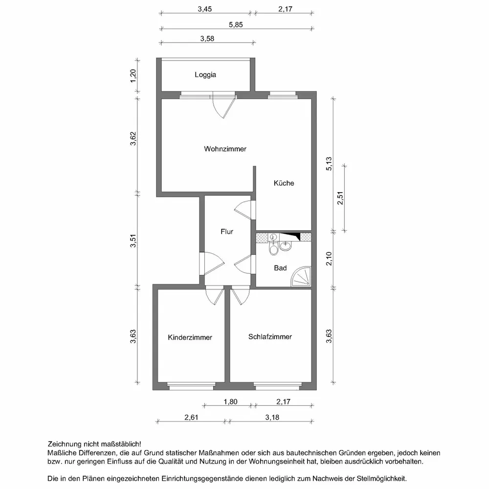 3 Zimmer Wohnung mit 58 m² in Zwickau – Bild 2