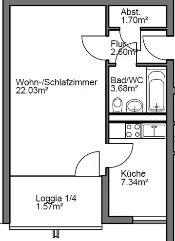 1 Zimmer Wohnung mit 40 m² in Mannheim – Bild 2