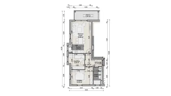 3 Zimmer Wohnung mit 61 m² in Hanau – Bild 4