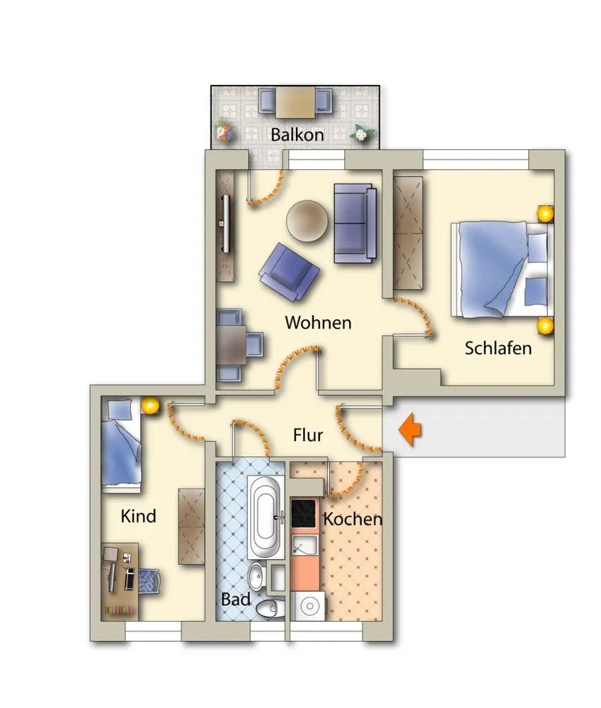 3 Zimmer Wohnung mit 60 m² in Freiberg – Bild 2