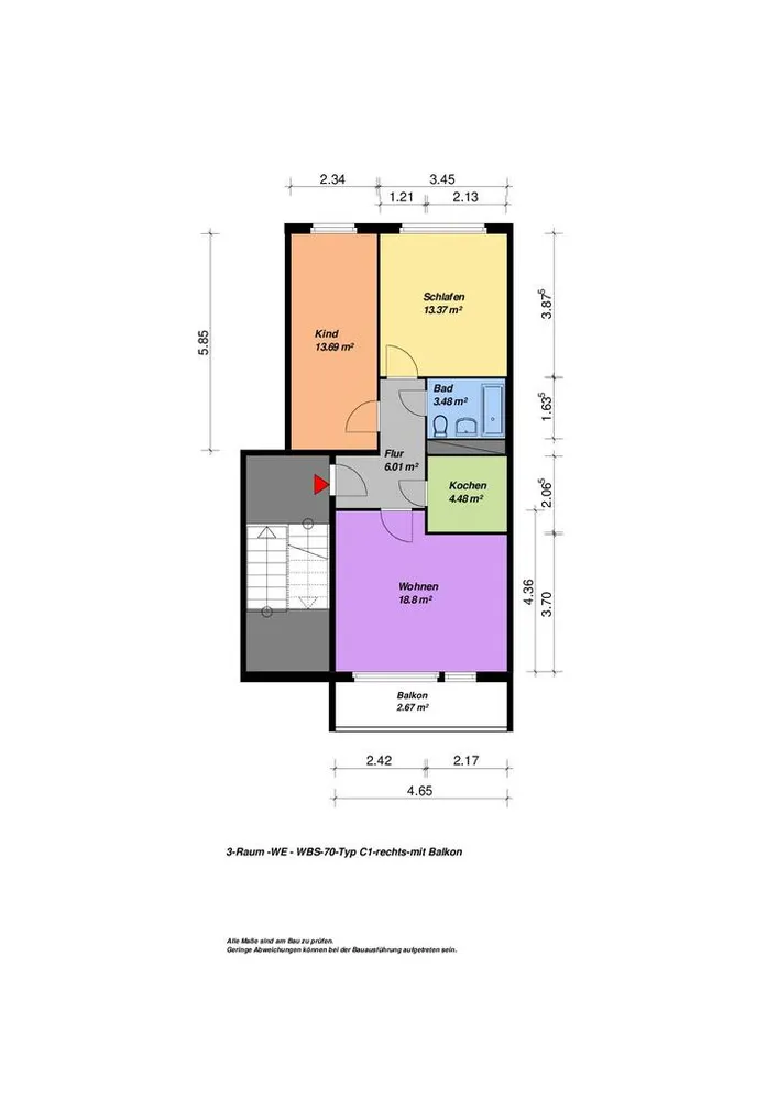 3 Zimmer Wohnung mit 63 m² in Neubrandenburg – Bild 2
