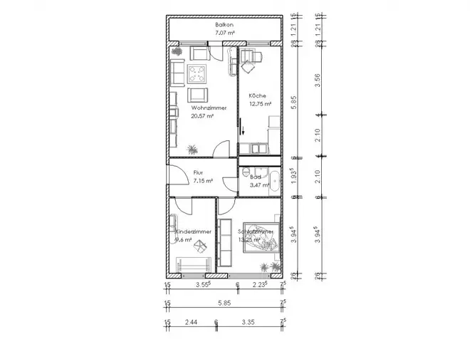 3 Zimmer Wohnung mit 69 m² in Magdeburg – Bild 2