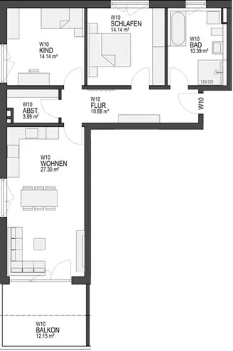 3 Zimmer Wohnung mit 87 m² in Augsburg – Bild 3