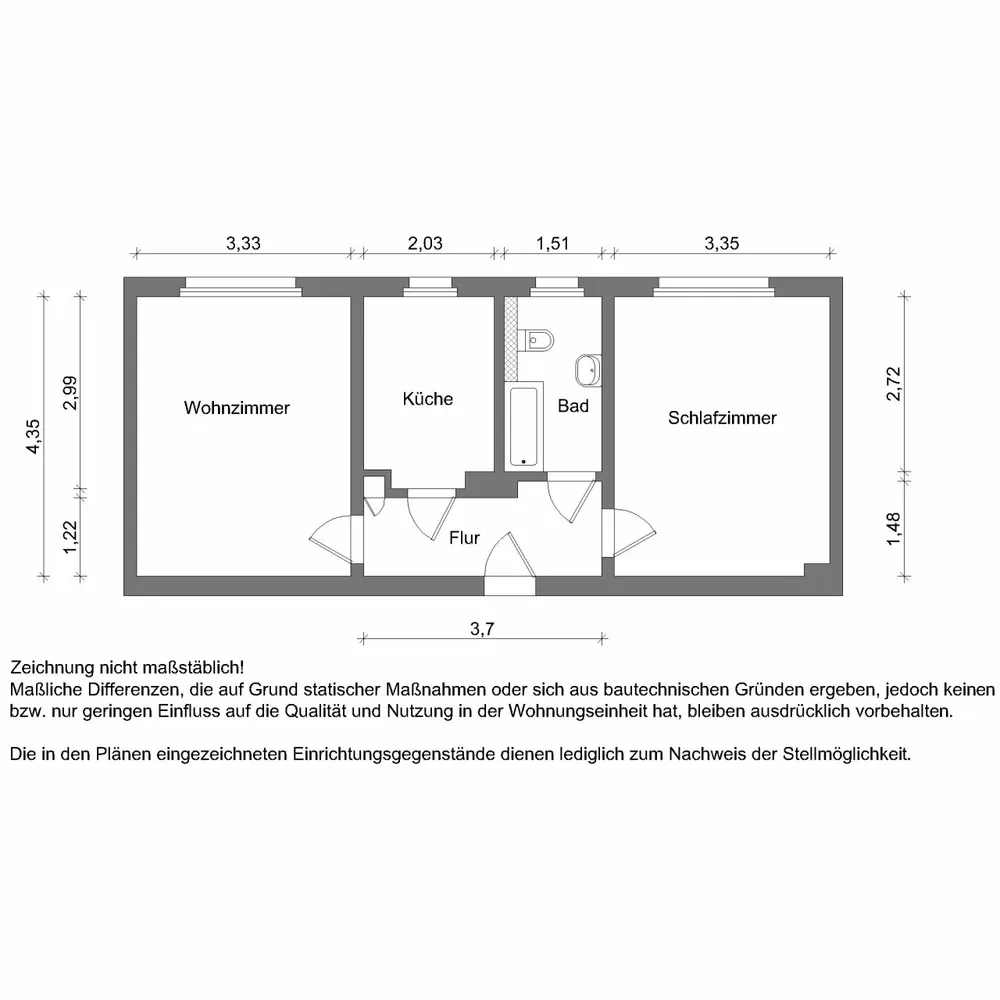 2 Zimmer Wohnung mit 43 m² in Zwickau – Bild 2
