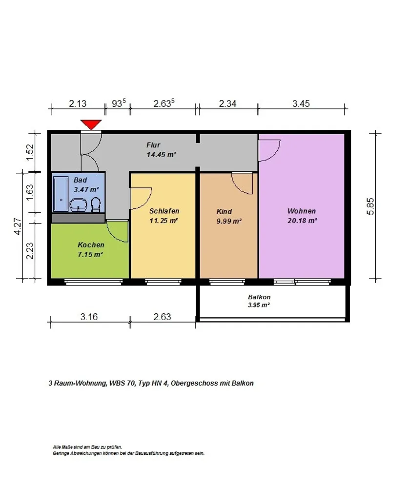 3 Zimmer Wohnung mit 70 m² in Neubrandenburg – Bild 1