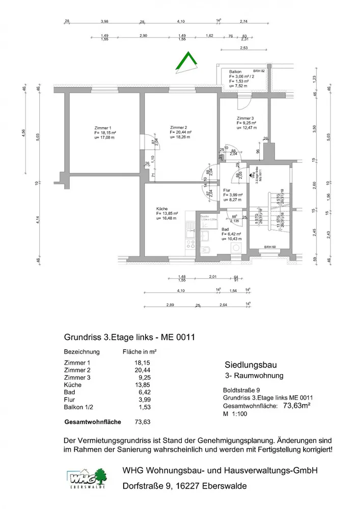 3 Zimmer Wohnung mit 74 m² in Eberswalde – Bild 2