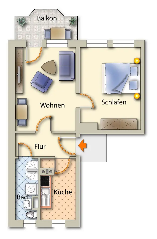 2 Zimmer Wohnung mit 50 m² in Freiberg – Bild 4