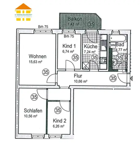 4 Zimmer Wohnung mit 63 m² in Chemnitz – Bild 4