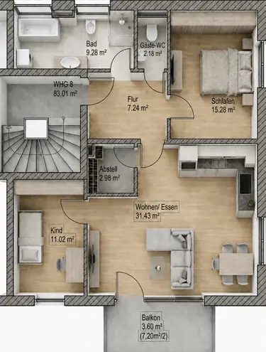 3 Zimmer Wohnung mit 83 m² in Ingolstadt – Bild 3