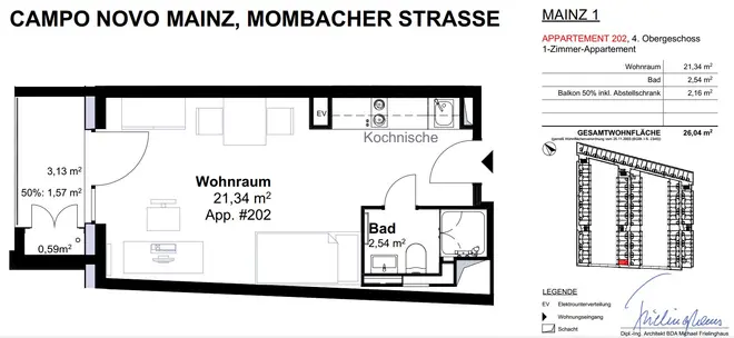 1 Zimmer Wohnung mit 26 m² in Mainz – Bild 3