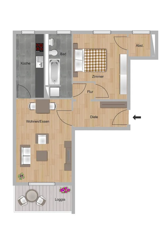 2 Zimmer Wohnung mit 63 m² in Offenbach am Main – Bild 2