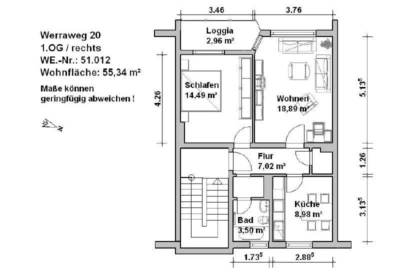 2 Zimmer Wohnung mit 55 m² in Minden – Bild 5