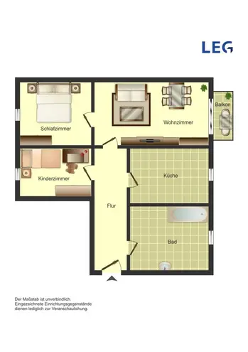 4 Zimmer Wohnung mit 62 m² in Hamm – Bild 2