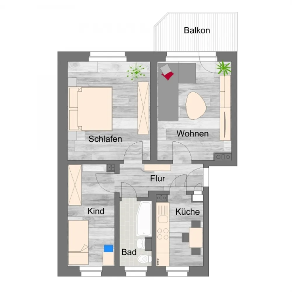3 Zimmer Wohnung mit 58 m² in Zwickau – Bild 3
