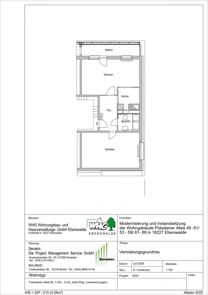 2 Zimmer Wohnung mit 59 m² in Eberswalde – Bild 2