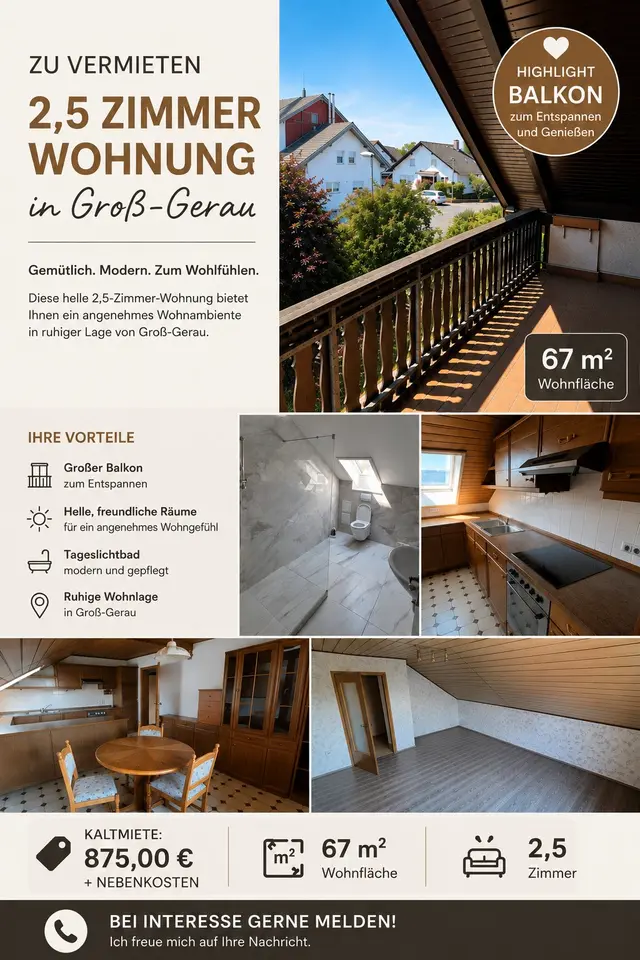 3 Zimmer Wohnung mit 67 m² in Groß-Gerau – Bild 1