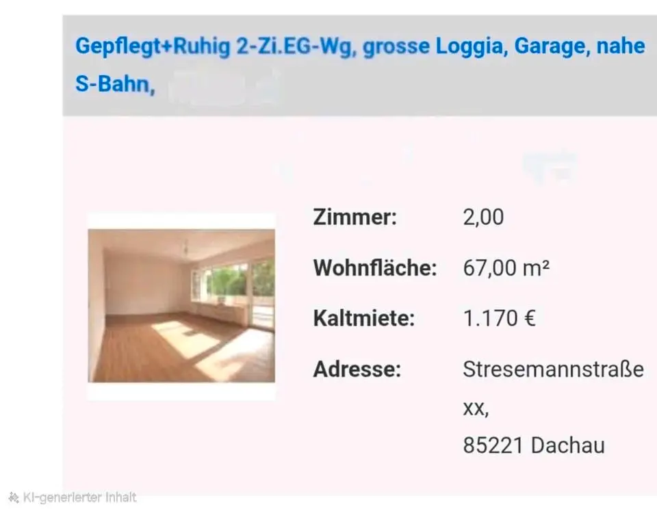 2 Zimmer Wohnung mit 67 m² in Dachau – Bild 2