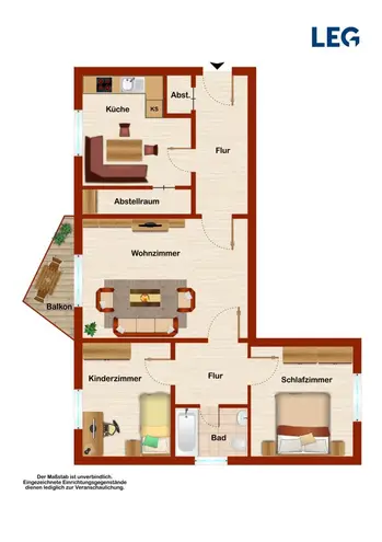 3 Zimmer Wohnung mit 54 m² in Hamm – Bild 2
