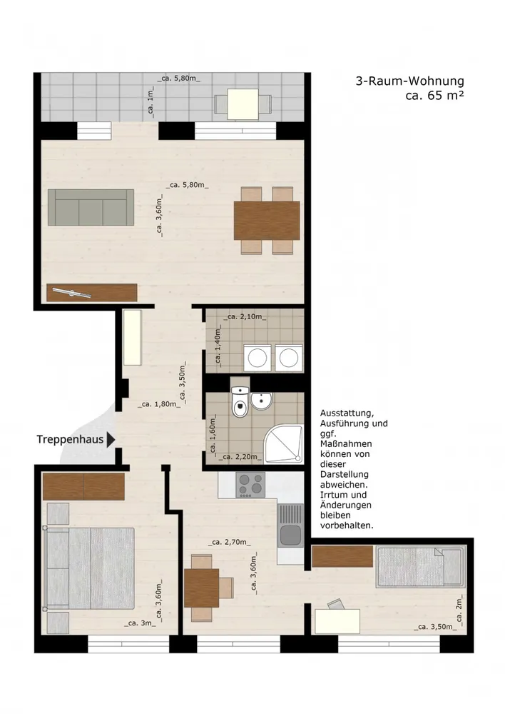 3 Zimmer Wohnung mit 64 m² in Dessau-Roßlau – Bild 2
