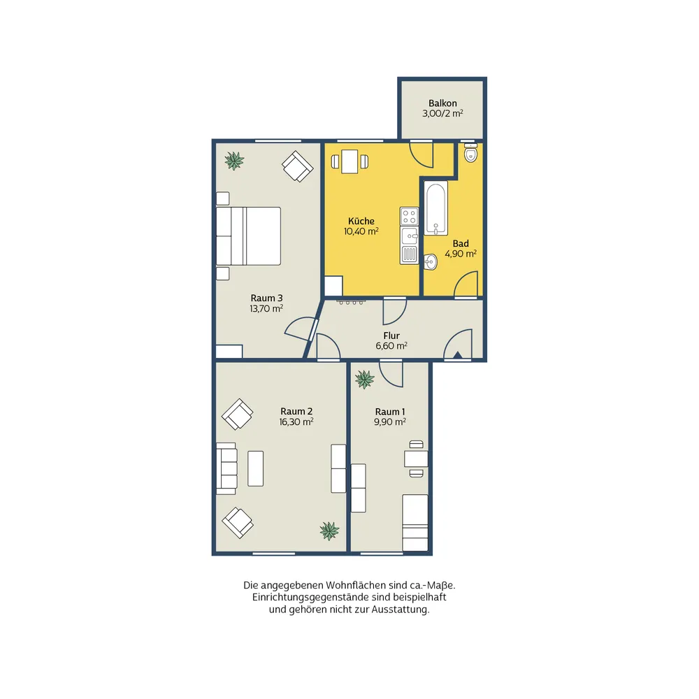 3 Zimmer Wohnung mit 64 m² in Leipzig – Bild 2