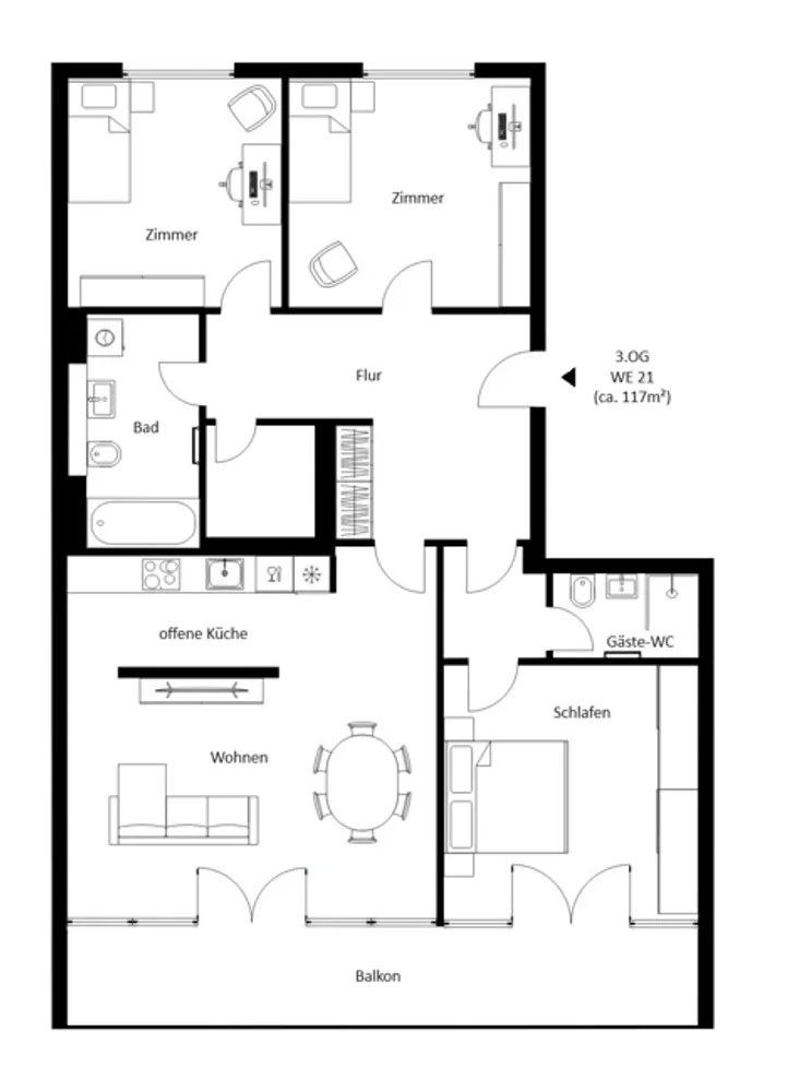 4 Zimmer Wohnung mit 117 m² in Leipzig – Bild 2