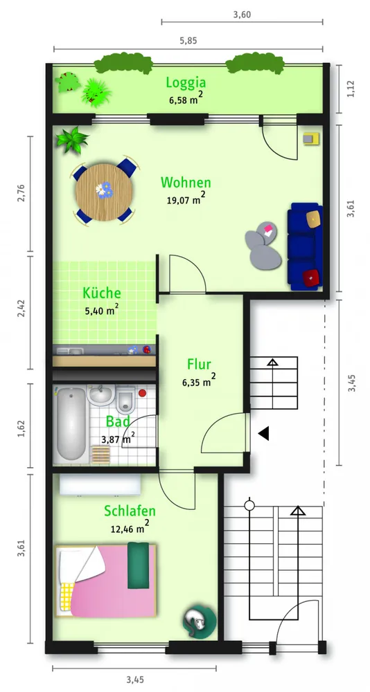 2 Zimmer Wohnung mit 50 m² in Halle (Saale) – Bild 5