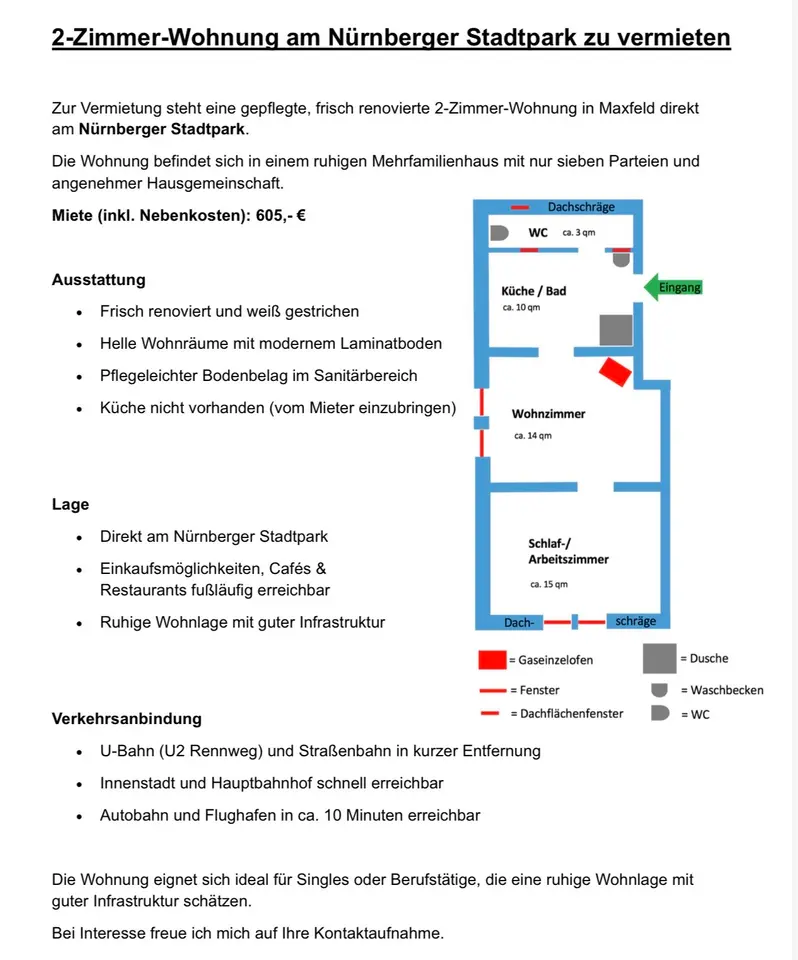 2 Zimmer Wohnung mit 40 m² in Fürth – Bild 10