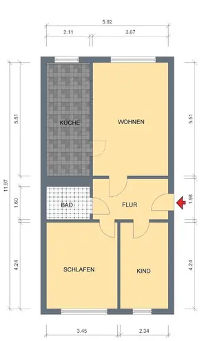 3 Zimmer Wohnung mit 67 m² in Erfurt – Bild 6