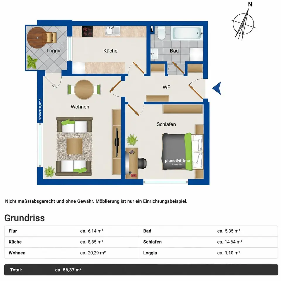2 Zimmer Wohnung mit 56 m² in Landshut – Bild 9