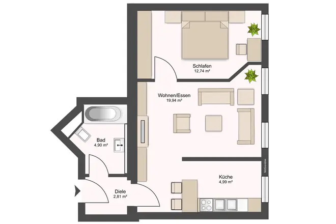 2 Zimmer Wohnung mit 45 m² in Dresden – Bild 2
