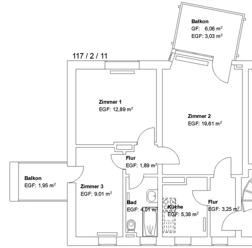 3 Zimmer Wohnung mit 61 m² in Kassel – Bild 2