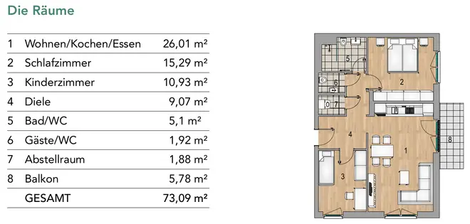 3 Zimmer Wohnung mit 73 m² in Leipzig – Bild 2